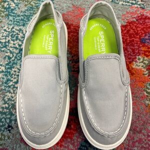 Sperry Light Gray Canvas Slip-Ons